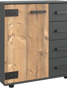 Wimex Kombikommode Stockholm, Schrank Made in Germany, rustikale Optik Industrial-Look, 1-türig mit 4 Schubladen, 81/41/83 cm
