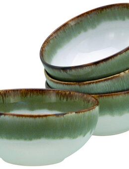 CreaTable Schale Cascade, Buddha Bowl 17,5 cm 4-tlg, Steinzeug, (Set, 4-tlg), Rekativglasur, Healthy Food