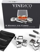 VINENCO Whisky Steine Set - 8 Wiederverwendbare Edelstahl Eiswürfel in 75217