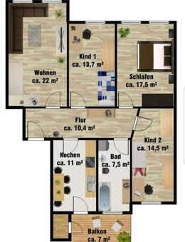 helle günstige 4-Zimmer-Whg. mit Balkon, Badewanne **komplett renoviert**, WG geeignet - Chemnitz