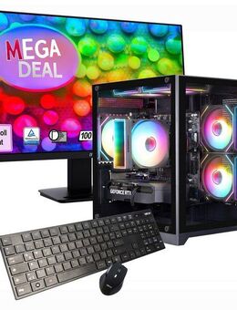GAMEMAX MegaDeal Infinity Mini BK SET2615 PC-Komplettsystem (27", AMD Ryzen 5 5500, RTX 5050, 32 GB RAM, 1000 GB SSD, Windows 11 + MSI PRO MP273A Monitor, 69cm (27)