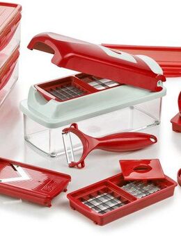 Genius Gemüseschneider Nicer Dicer Smart, inkl. Julietti, Set 16-tlg., Würfel, Stifte, Scheiben, Streifen, Viertel und Gehobeltes!