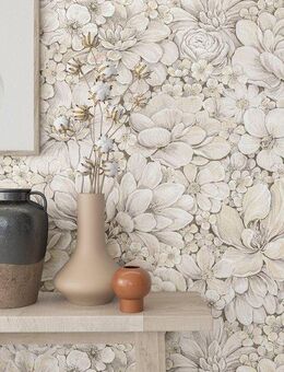 Marburg Vliestapete Flower, geprägt, matt, Blattmotiv moderne Tapete für Wohnzimmer Schlafzimmer Küche