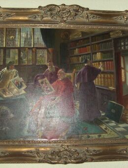 Adolf Nauer (1893-1966), deutscher Maler aus München. Ölgemälde Kardinalsbibliothek (Öl auf Leinwand) 1964 80x60 (o. R.), mit Echtheitszertifikat. - Olching