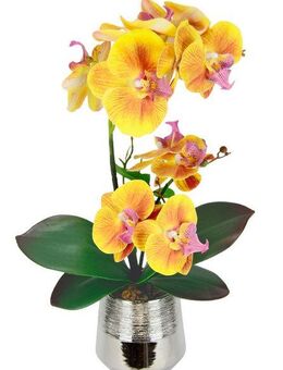 Kunstorchidee Phalaenopsis Orchidee im Topf, I.GE.A., Höhe 42 cm, Kunstblume mit Blätter Blume Kunstpflanze Deko Seidenblume Real Touch