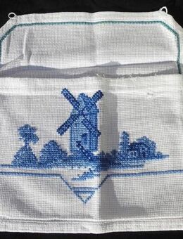 Handarbeit Kreuzstich Windmühle blau Stickerei Vintage Deko 3,- - Flensburg