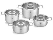 Fissler Topf-Set Fissler Pure Collection, Edelstahl 18/10 (Set, 4-tlg., Kochtopf 20/24cm, Bratentopf 20/24cm), backofengeeignet (bis 180°C),superthermic Boden, Made in Germany