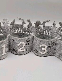 Advent Kranz gau Filz Glas Teelicht individuell 35cm lang 13cm hoch Weihnachten - Essen