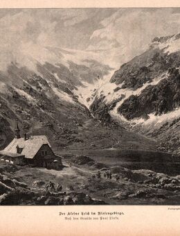 Alte Grafik : Der kleine Teich im Riesengebirge , Paul Linke , Polen , Blattgröße 31cm x 22cm , M400 - Görlitz