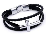 Firetti Armband Kreuz, mehrreihig, teilweise geflochten