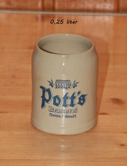 Pott`s Prauerei Bierkrug 0,25 l Steinzeug Steingut Keramik neuwertig - Borken