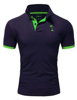 behype Poloshirt EDIN mit kontrastfarbenem Palmen-Logopatch