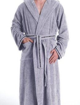 Bruno Banani Herrenbademantel Danny, Normallänge & Überlänge, auch in extra lang, Hotelbademantel, Langform, Walkfrottee, Kapuze, Gürtel, mit Logostreifen, Herren Bademantel aus 100% Baumwolle, S-4XL