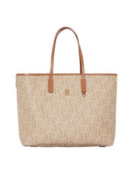 Tommy Hilfiger Tragetasche TH MONOPLAY LEATHER TOTE, Damen Schultertasche, Henkeltasche, Shopper mit Allover-Print