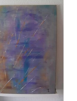 Bild Gemälde mit Silberstreifen Abstrakt Acryl Leinwand Modern Original Unikat 50 x 70 cm - Lüneburg