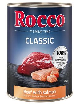 15% Rabatt! 6 x 400 g Rocco Nassfutter - Rind mit Lachs