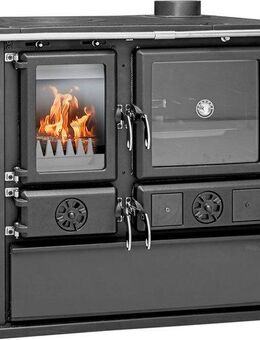 Festbrennstoffherd Heathus Küchenofen »Cook Premium« Pure Black, 8,8 kW, Zeitbrand, Ofenherd zum Heizen, Kochen & Backen