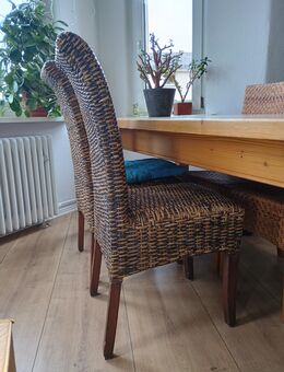 4 Echtholz Rattan Stühle - Berlin Spandau