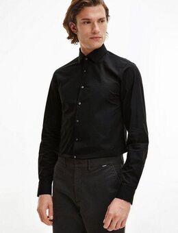 Calvin Klein Businesshemd POPLIN STRETCH SLIM SHIRT mit Kentkragen, Logoprint auf Brusthöhe