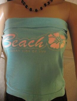 NEUw * Sexy * Hawai- Blüten * Flower- Power * Silber- Glitzer * Bandeau * Tube- Top * T- Shirt "X-Mail" Gr. 36- 38, 40/ S- M * türkis * weiß  * - Riedlingen
