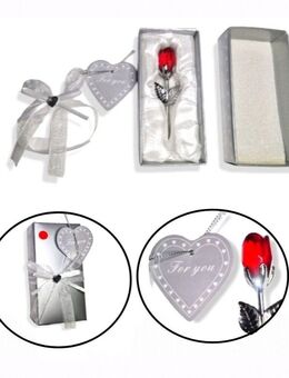 Geschenkidee Glas Rose Rot mit Box Liebesgeschenk Valentinstag Geburtstag Liebe 11,90 €* - Villingen-Schwenningen