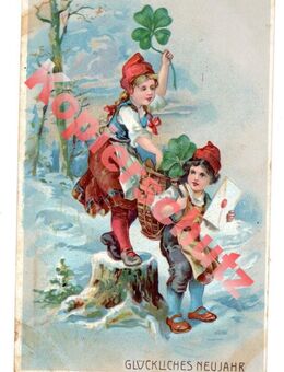 Alte Grußkarte „Glückliches Neujahr“, gel. 1912 - Landsberg