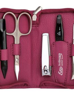 ERBE Maniküre-Etui Lederetui mit Zippverschluss, 5 tlg., bestückt mit Solinger Premium Stahlwaren