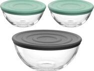 LEONARDO Schale Schalen-Set CUCINA, 6-teilig, 3 Schüsseln mit Silikondeckel, Glas, (Set, 6-tlg), spülmaschinengeeignet