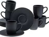 CreaTable Espressotasse Soft Touch Black, Steinzeug, 12-teilig, inkl. Untertasse