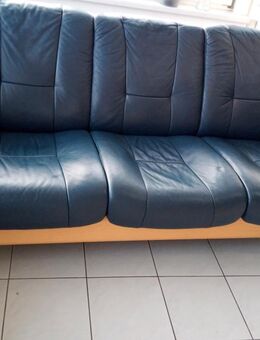 Stressless 3-Sitzer Ledersofa in Blau - Obersontheim