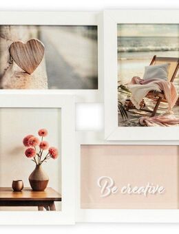 queence Bilderrahmen Collage Rahmen 3D Holz in weiß, für 4 Bilder (1 St), Platz für 4 Fotos in 10x15cm