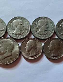 4x One Dollar 1979, Half Dollar 1976, 2x Quarter Dollar 1968 1976 - Mannheim