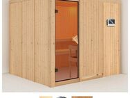 Karibu Sauna Gitte, BxTxH: 231 x 196 x 198 cm, 68 mm, (Set) 9-kW-Bio-Ofen mit externer Steuerung