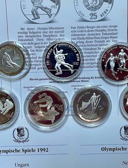 7 Silbermünzen Olympische Spiele 1992 Albertville 149 g Feinsilber - Mannheim