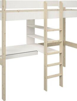 Lüttenhütt Hochbett Stockbett, Kinderbett, "ROBIN " FSC® zertifiziertes Massivholz mit Schreibtisch und Regalen
