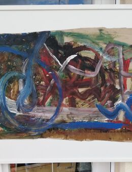 Abstraktes Kunstwerk im weißen Holzrahmen 113x83 - Müllheim Zentrum
