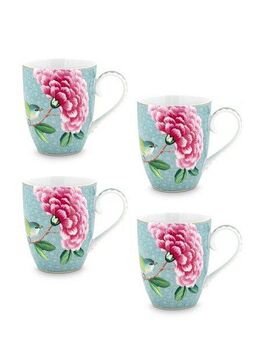PiP Studio Becher Blushing Birds, Porzellan, XL Tassen im 4er-Set, Blushing Birds, 450 ml