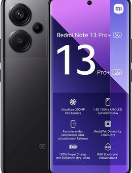 Xiaomi Redmi Note 13 Pro+ 5G 12+512GB Smartphone (16,94 cm/6,67 Zoll, 512 GB Speicherplatz, 200 MP Kamera)