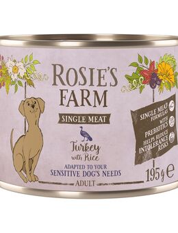 Rosie's Farm Single Meat Adult 6 x 195 g - Truthahn & Reis