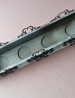 Kerzenhalter Advent Holz grau shabby Adventskranz Balken 45x11 cm - Recklinghausen