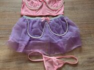 Neues rosa lila Dessous Unterwäsche Set Gr. S spitze Tüll Perlen - Hamburg