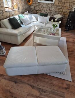 Echte Leder Couch L Garnitur weiß mit Hocker u.Tisch weiß - Stolberg (Rheinland, Kupferstadt)