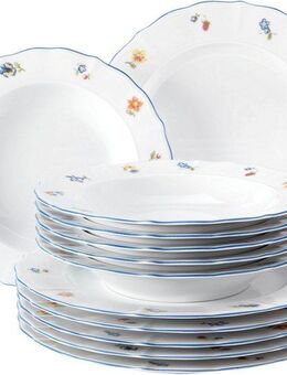 Seltmann Weiden Tafelservice Teller Set, Geschirr-Set Sonate Nostalgie (12-tlg), 6 Personen, Porzellan, Teller-Set, Suppenteller, Made in Germany, 18 Teile, für 6 Personen