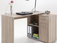 FMD Eckschreibtisch AUGSBURG, Schreibtisch/Sideboard m. Stauraum, beidseitig montierb., 117/148 cm