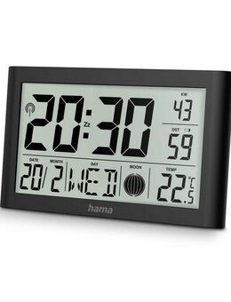 Hama Funkwanduhr Digitale Funkuhr "Martinique ", Schwarz (Tischuhr mit Thermometer)
