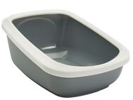 Savic Aseo Jumbo - Katzenklo mit hohem Rand - Starterset: Toilette hellgrau/weiß + 6 Bag it up