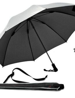 EuroSCHIRM® Stockregenschirm Swing liteflex, silber, Schultertragegurt, besonders leicht und stabil, mit UV-Schutz 50+