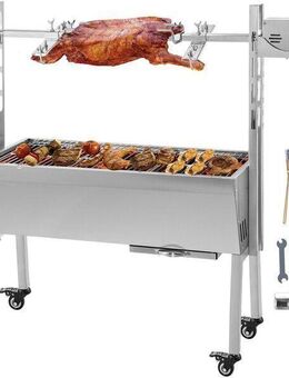 Spanferkel Lammbräter elektrischer Drehspieß 88 x 44 cm Grill BBQ Set Faltbarer Edelstahl-Holzkohlegrill Grillwagen Outdoor Camping Garten Feier - Wuppertal