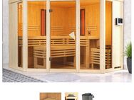 Karibu Sauna Adele, BxTxH: 231 x 231 x 198 cm, 68 mm, (Set) 9-kW-Ofen mit externer Steuerung, inkl. 2 Infrarot-Vitalightstrahlern