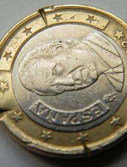 1 Euro Münze 2002 Spanien Mit (König Carlos)' Echte Fehlerprägung Numismatische Rarität . - Elmshorn